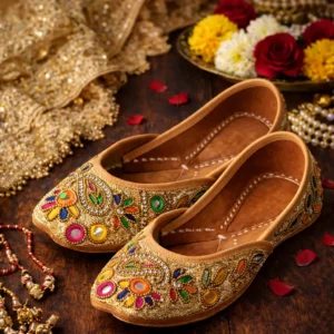 bridal jutti for women rajwada designer golden embroidered wedding footwear