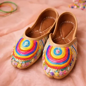 multicolor jutti for women lehri rainbow embroidered ethnic footwear