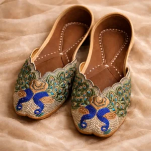 peacock jutti for women green peafowl embroidered ethnic footwear