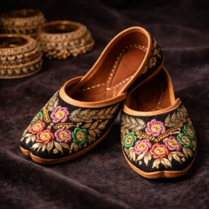 black embroidered jutti for women rehmat designer floral ethnic footwear