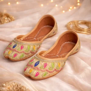 designer jutti for women soul embroidered golden jutti multicolor design