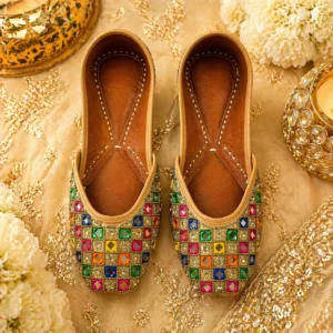 designer jutti for women multicolor stone work sheesh mahal jutti
