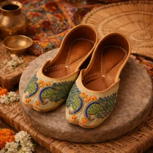 peacock design jutti for women morni embroidered ethnic footwear